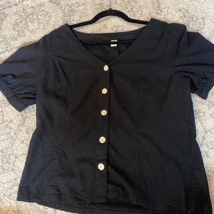 Puff shoulder button down top